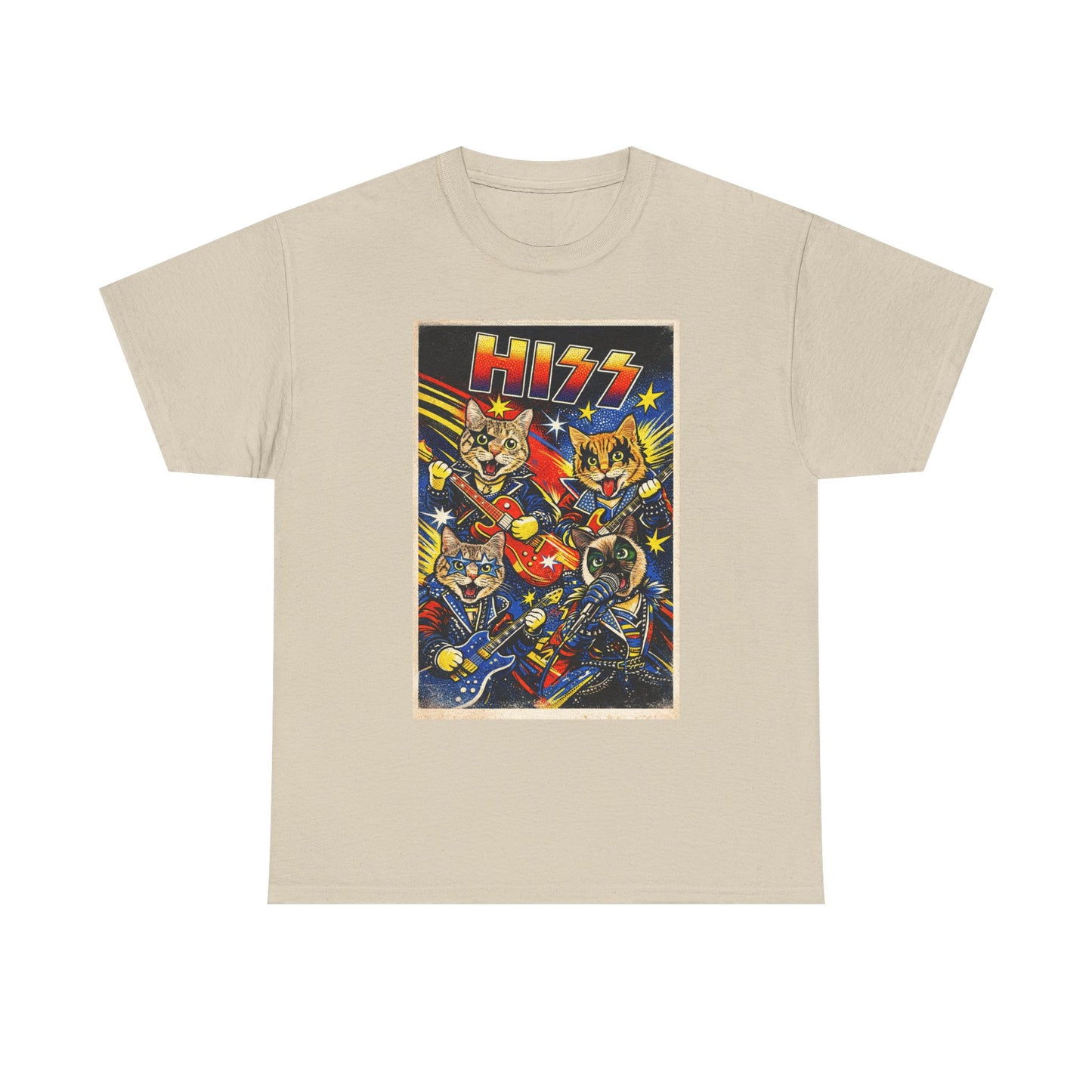 KISS Rock Cats T‑Shirt — Retro Band Cartoon Graphic Tee