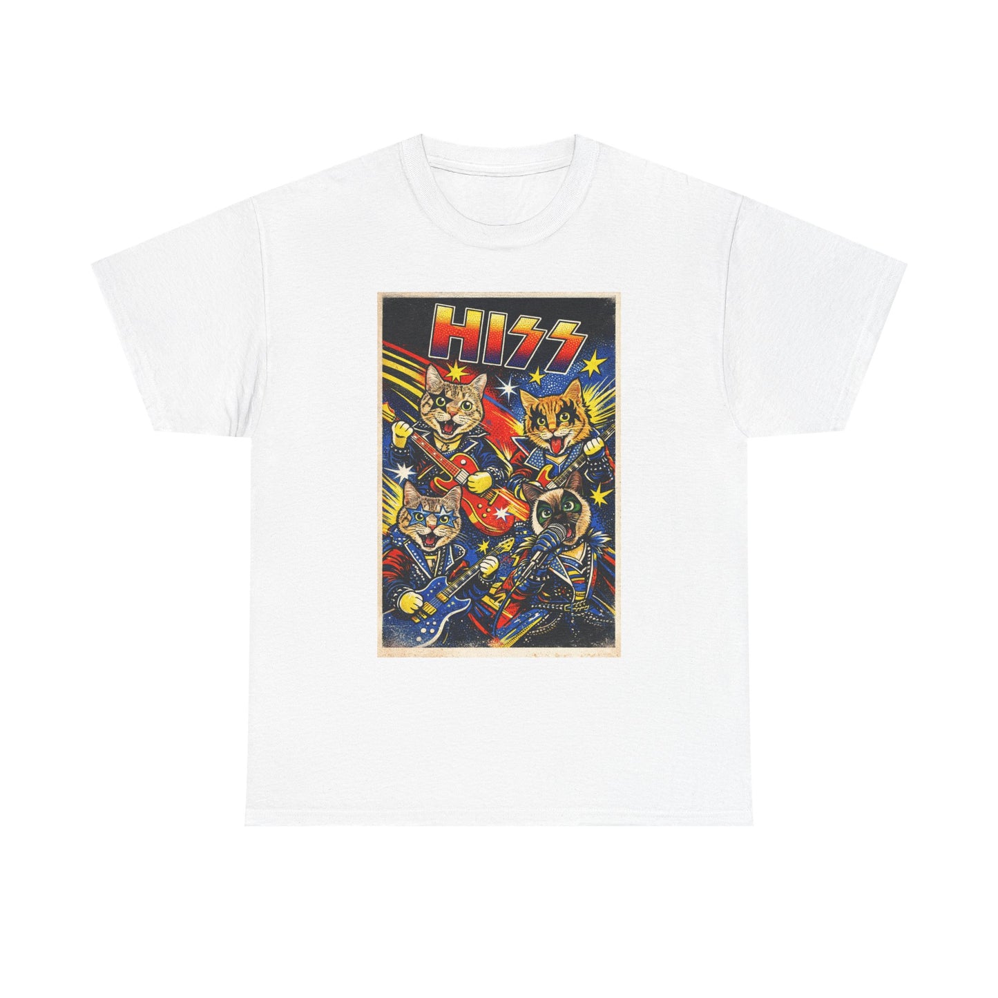 KISS Rock Cats T‑Shirt — Retro Band Cartoon Graphic Tee