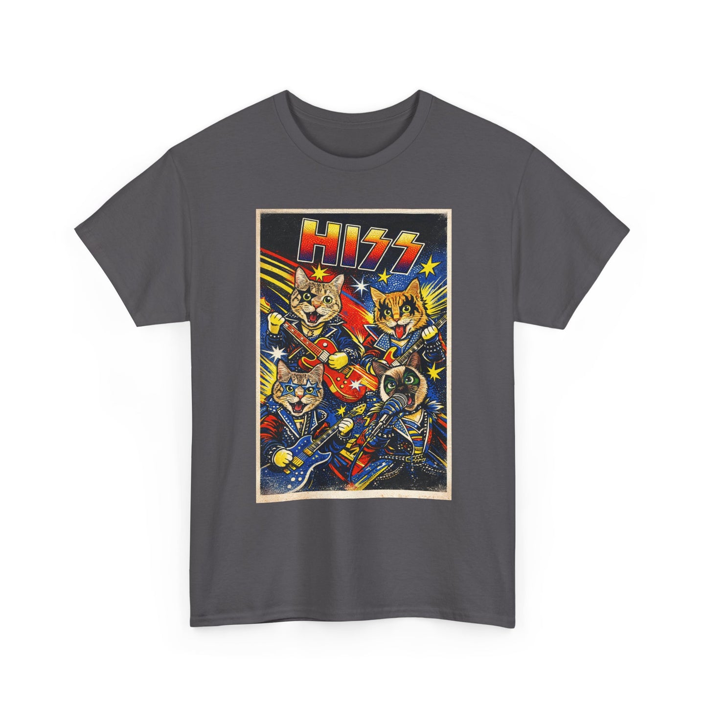 KISS Rock Cats T‑Shirt — Retro Band Cartoon Graphic Tee