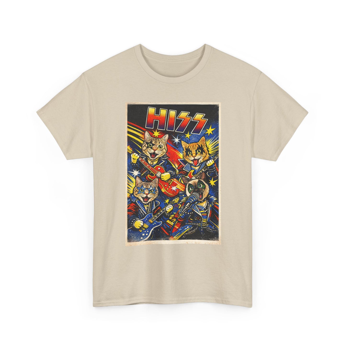 KISS Rock Cats T‑Shirt — Retro Band Cartoon Graphic Tee