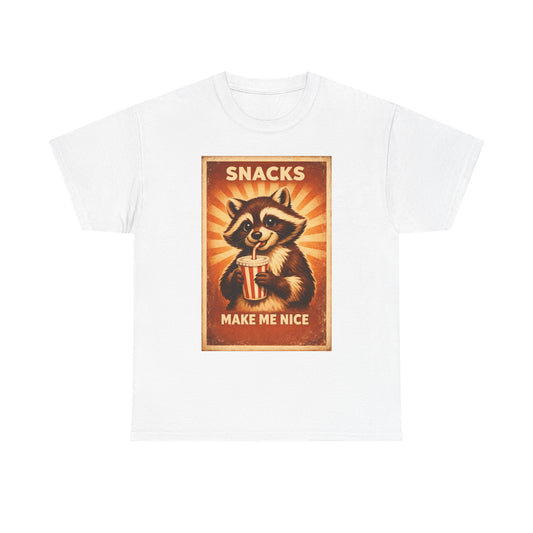 Snacks Make Me Nice Raccoon T-Shirt