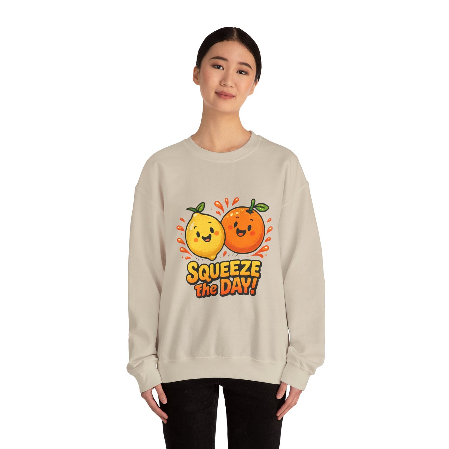 Squeeze the Day citrus friends Sweatshirt | Cute Orange Lemon graphic