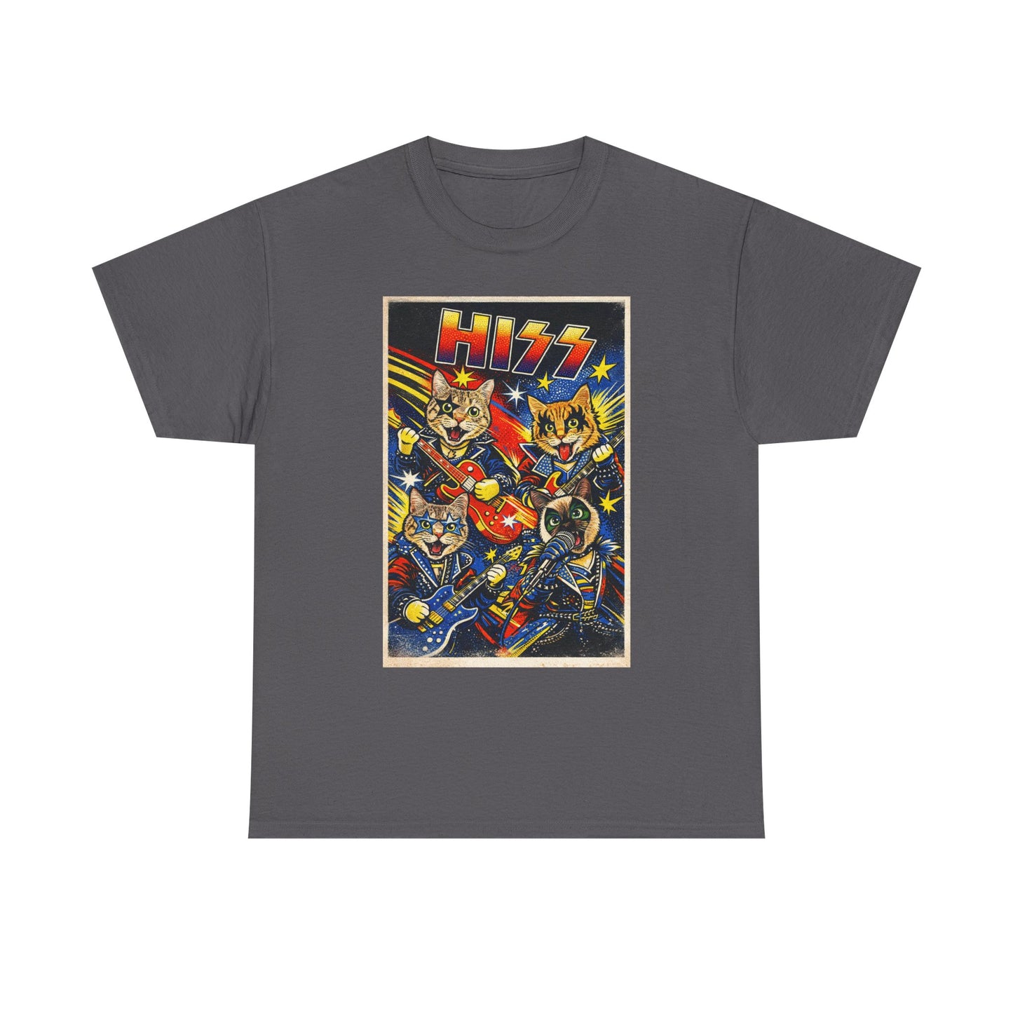 KISS Rock Cats T‑Shirt — Retro Band Cartoon Graphic Tee