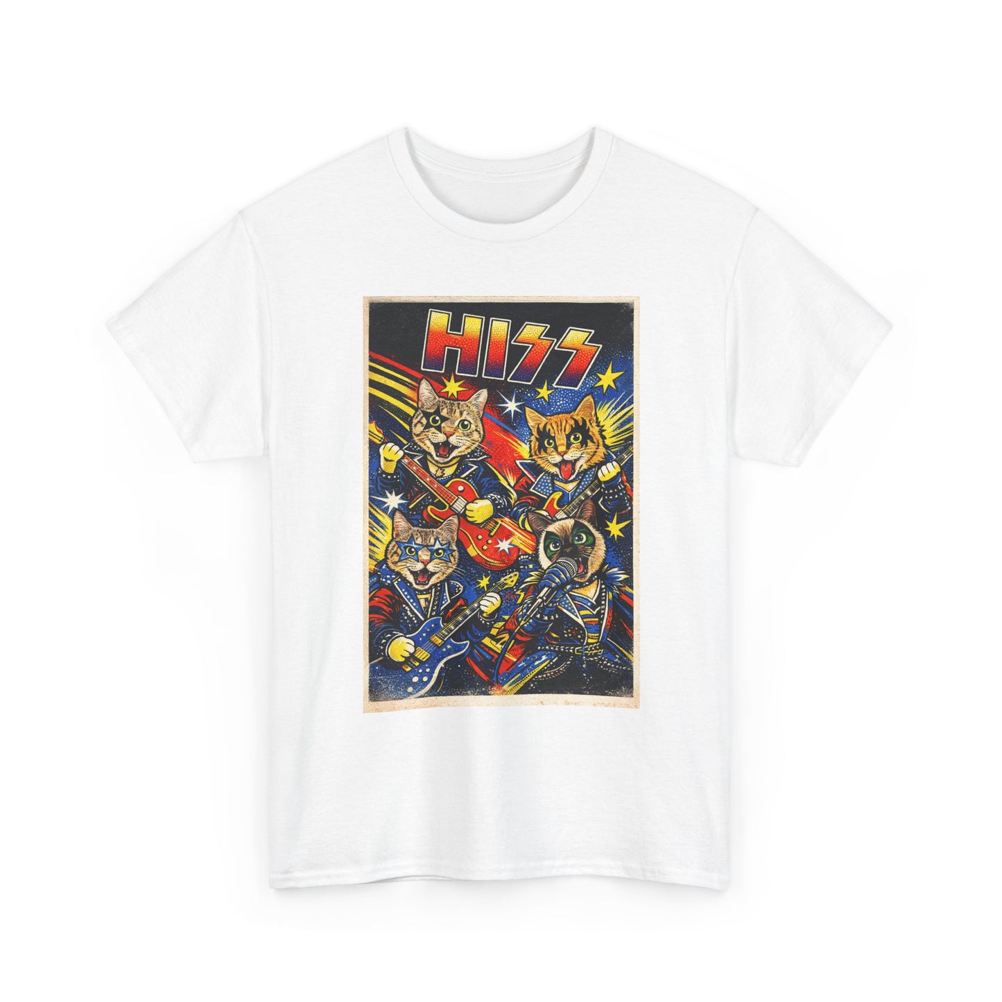KISS Rock Cats T‑Shirt — Retro Band Cartoon Graphic Tee