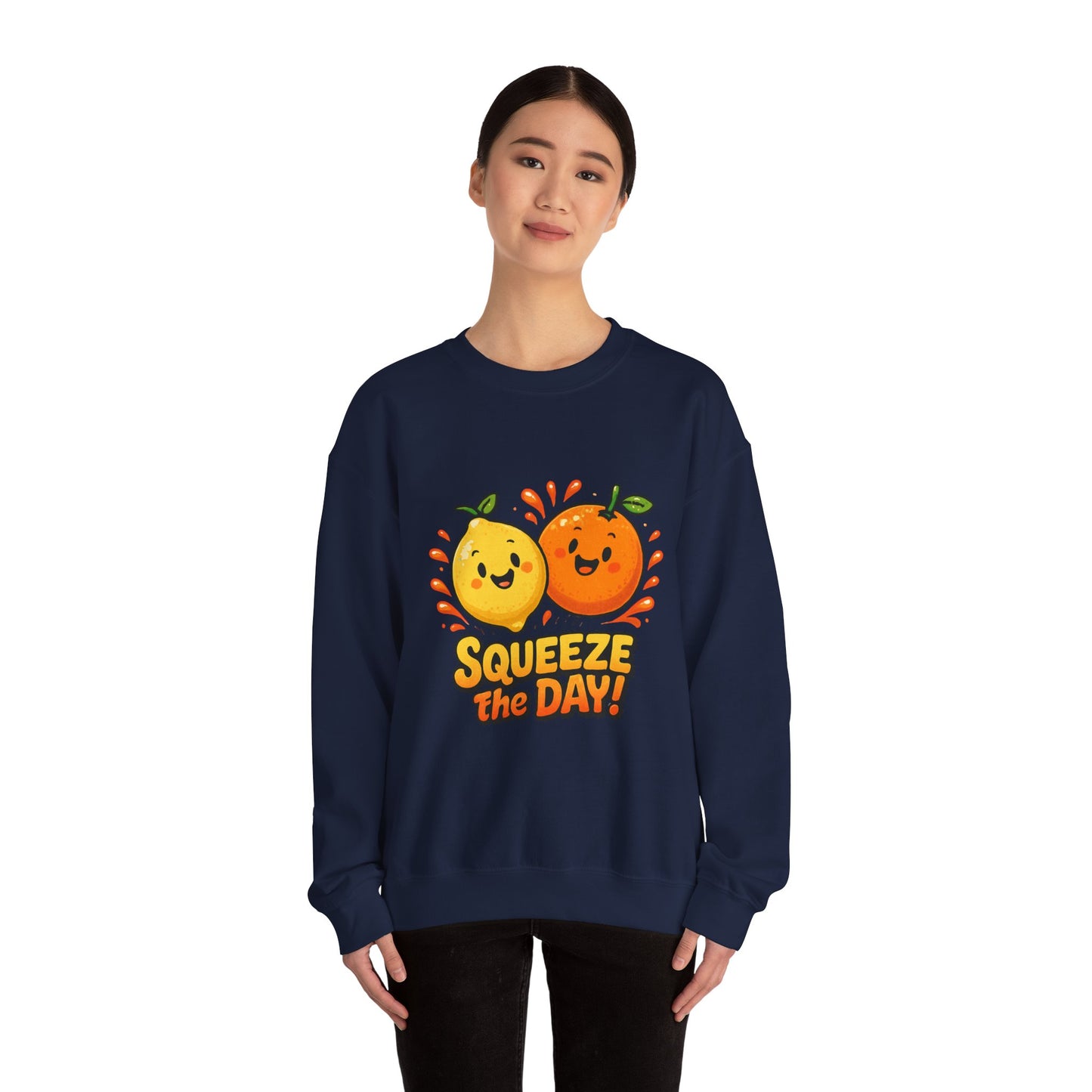 Squeeze the Day citrus friends Sweatshirt | Cute Orange Lemon graphic
