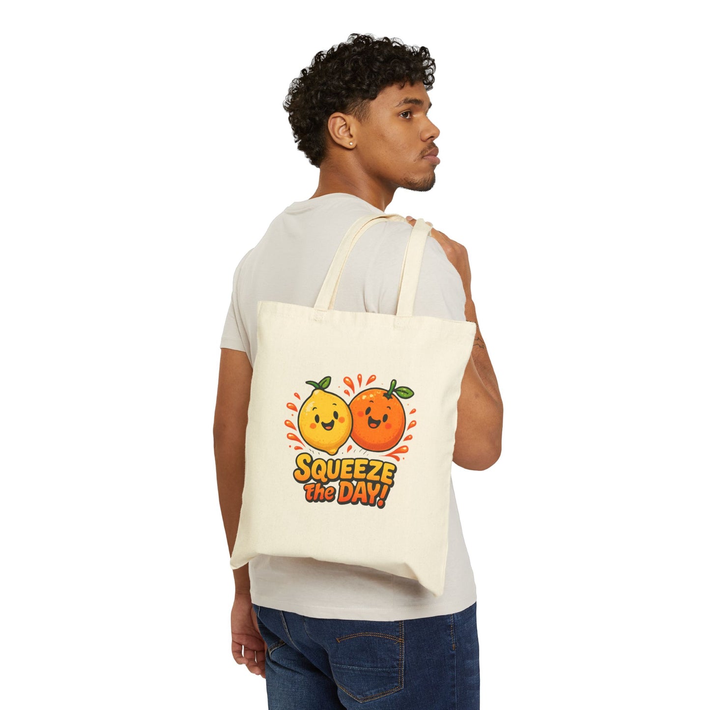 Squeeze the Day Orange Lemon Tote Bag | Cute Fruit Illustration